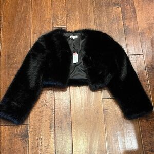 Gianni Bini Black Faux Fur Teddy Jacket